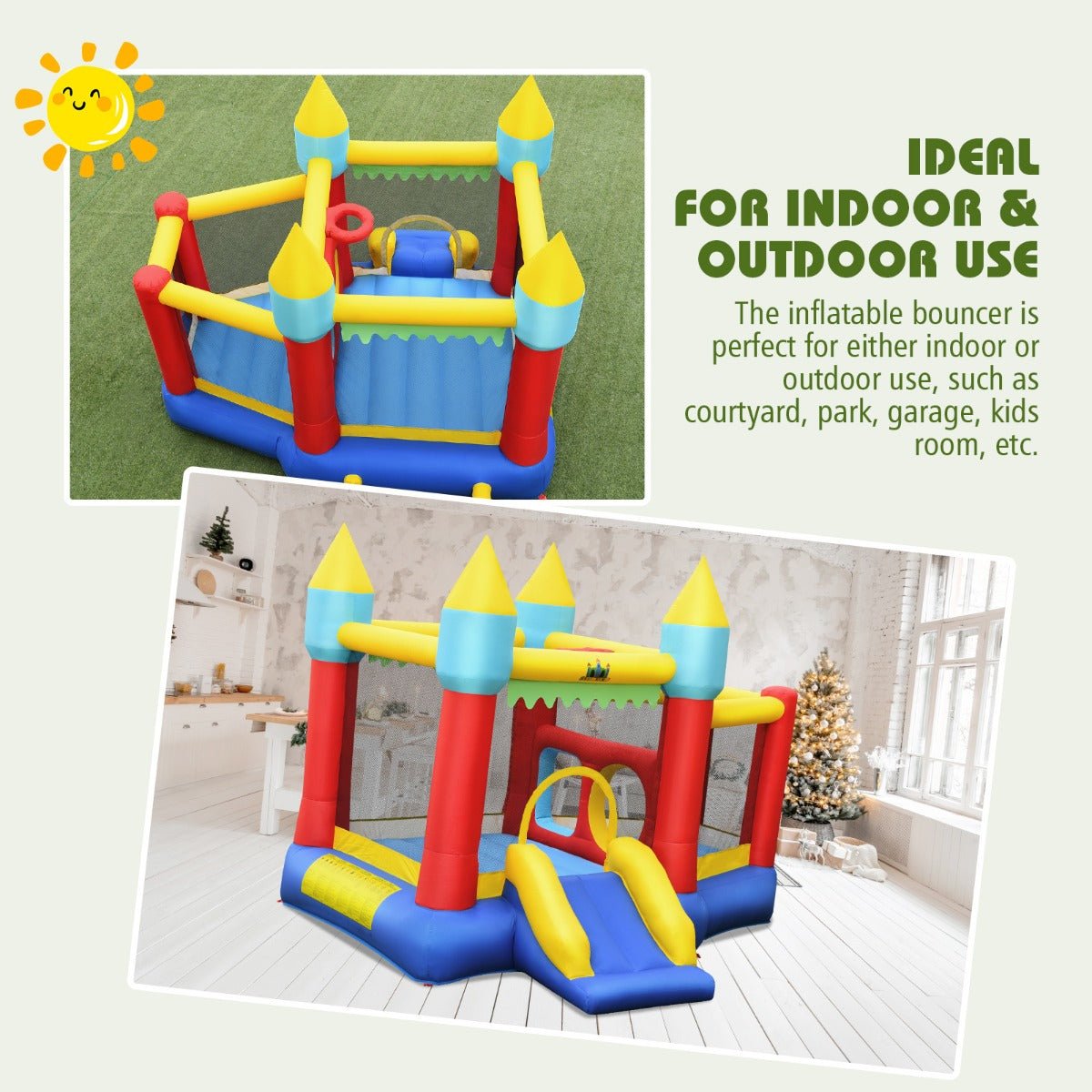 Kids Bounce House with Slide, Basketball & Ocean Balls - Playtime Delight