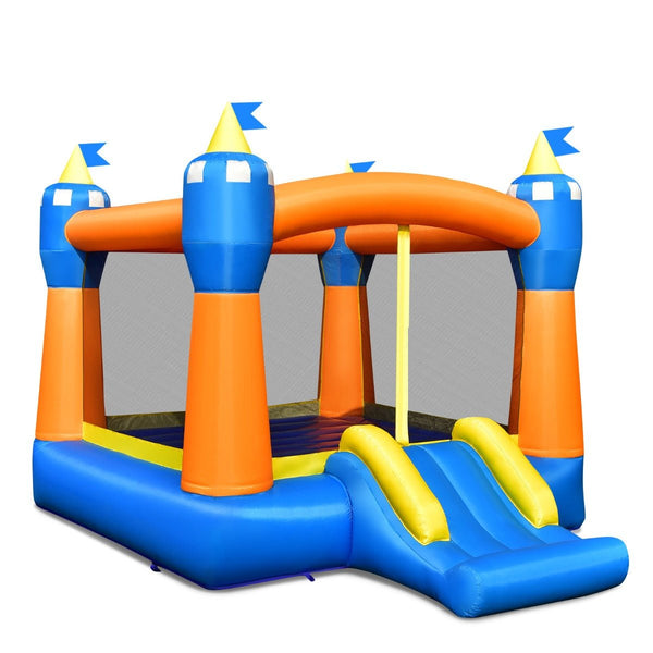 Inflatable Bounce House with Slide & Basketball Rim - No Air Blower