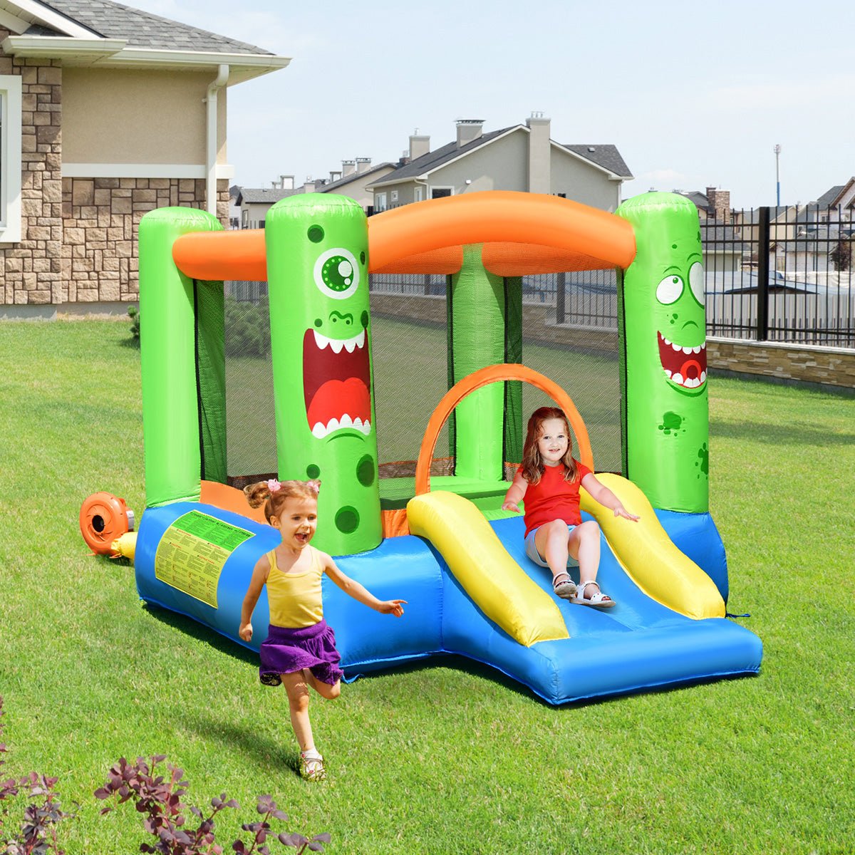 Kids Inflatable Playhouse - Bounce, Slide, and Basketball Excitement