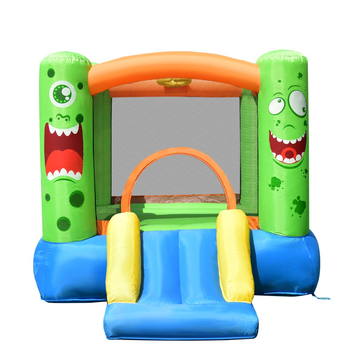 Laughter and Play: Inflatable Bounce Playhouse with Slide & Basketball Fun