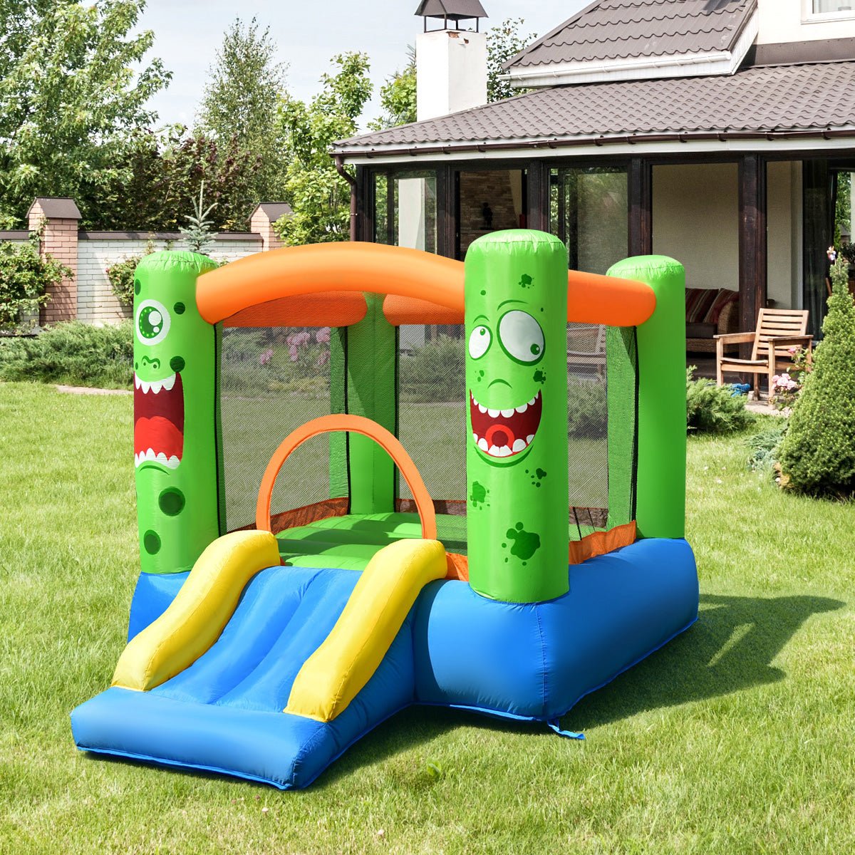 Boundless Energy: Inflatable Playhouse with Basketball Rim & Slide for Kids