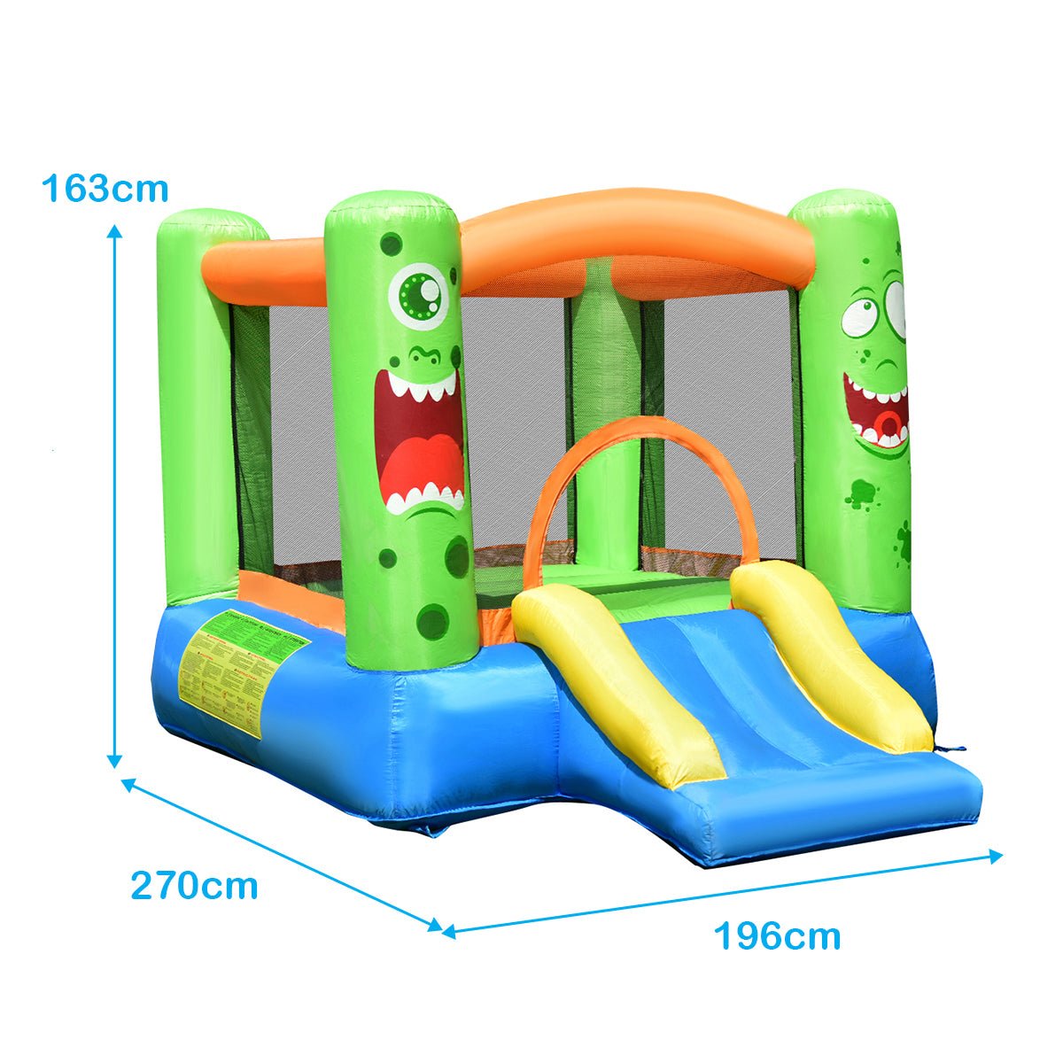 Joyful Jumping: Inflatable Bounce Playhouse with Slide & Basketball Rim