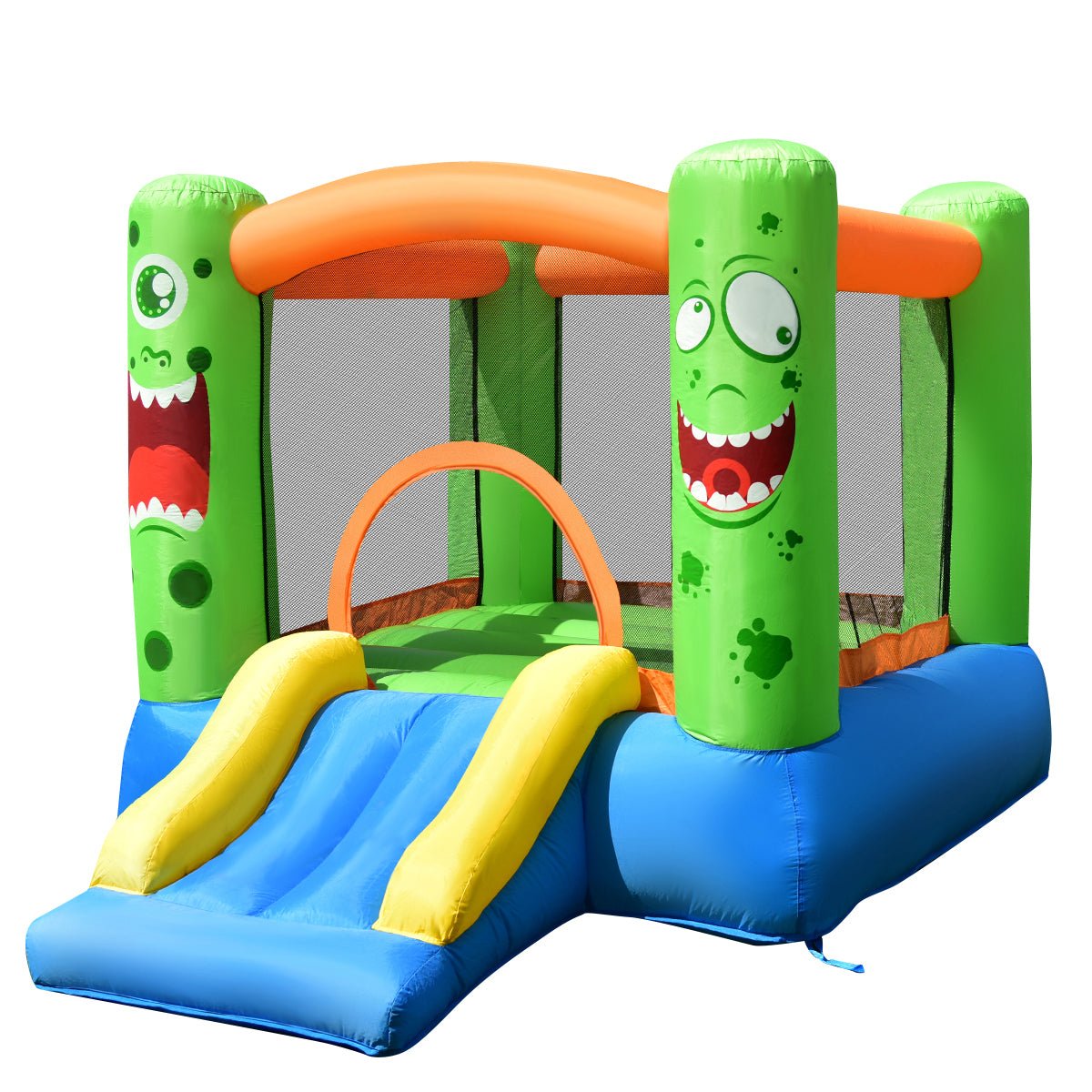 Wholesome Fun: Kids Inflatable Bounce Playhouse with Basketball & Slide
