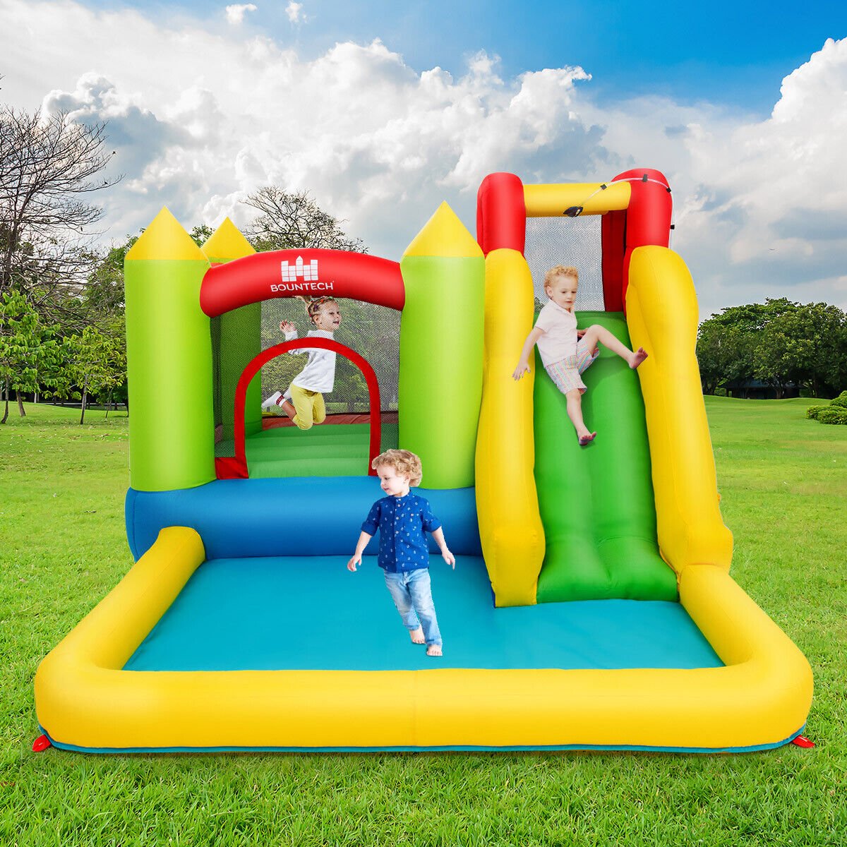 Splashy Inflatable Jumping Castle - Water Slide & Pool Fun (Blower Included)