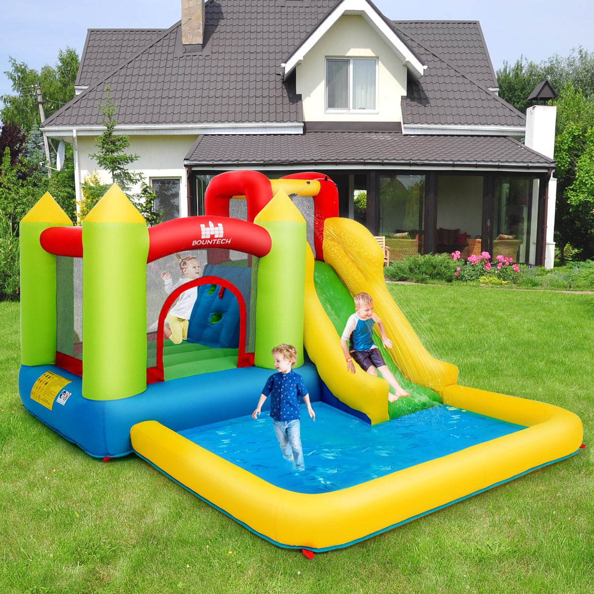 Inflatable Jumping Castle with Water Slide & Splash Pool - Complete Set