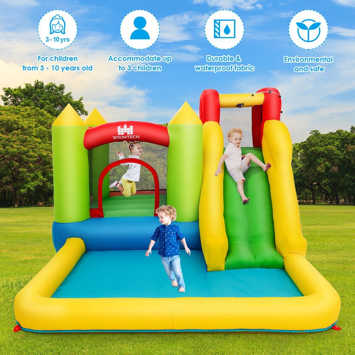 Inflatable Castle with Water Slide & Pool - Aquatic Playtime (Blower Excluded)