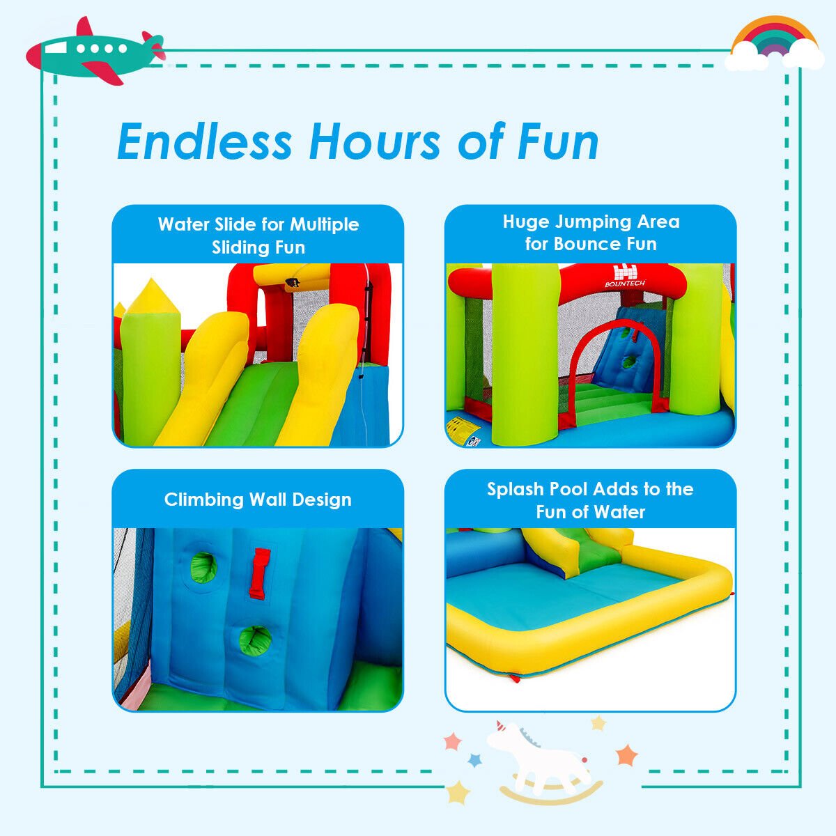 Children's Water Slide Jumping Castle - Inflatable Splashy Fun (No Blower)