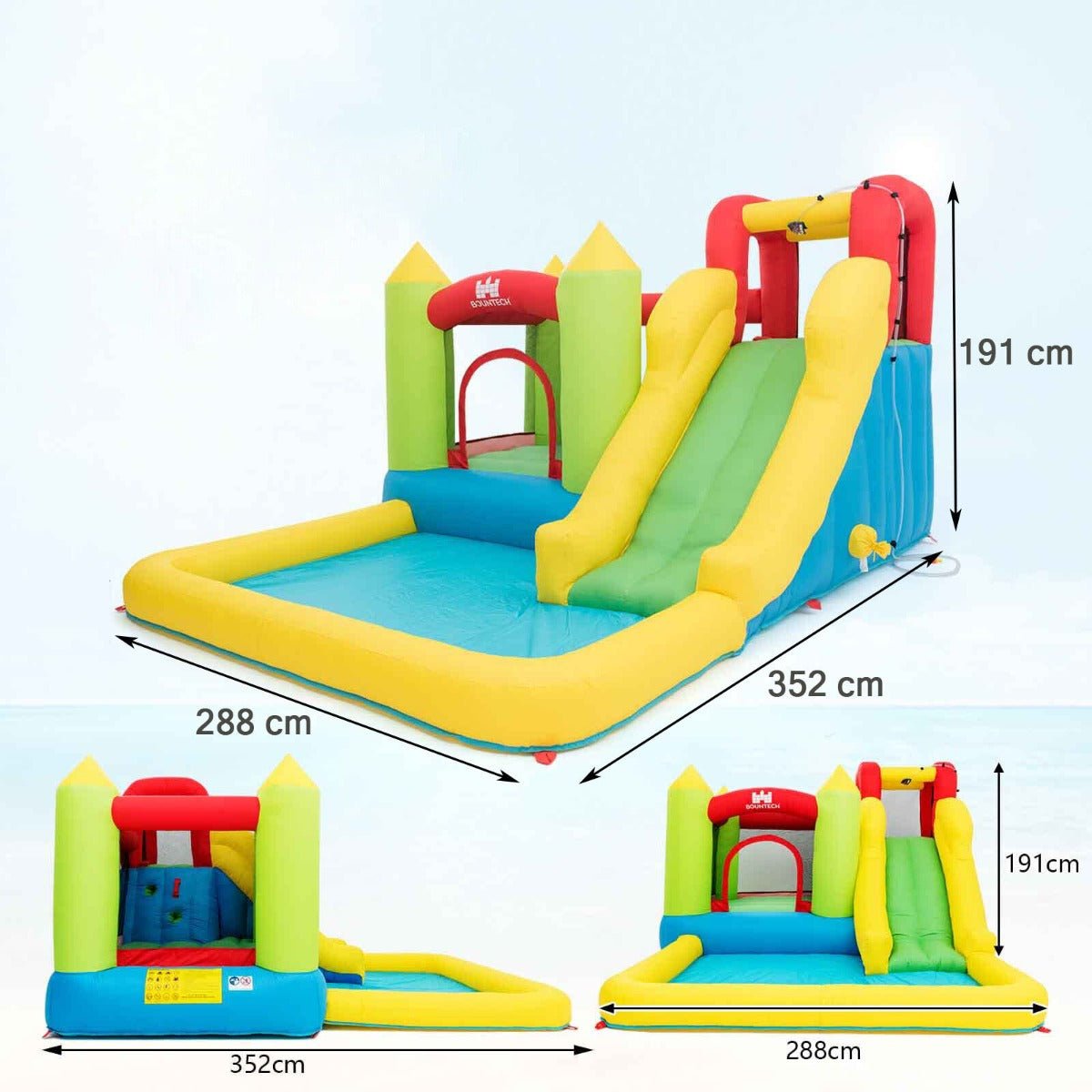 Children's Water Park Inflatable - Castle Slide & Splash Pool (Without Blower)