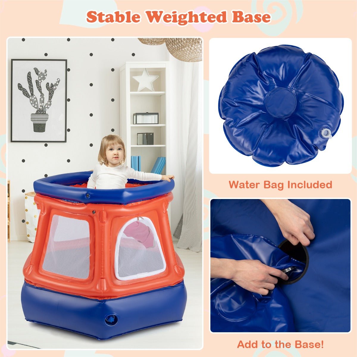 Kids Trampoline with Safety Enclosure - Navy