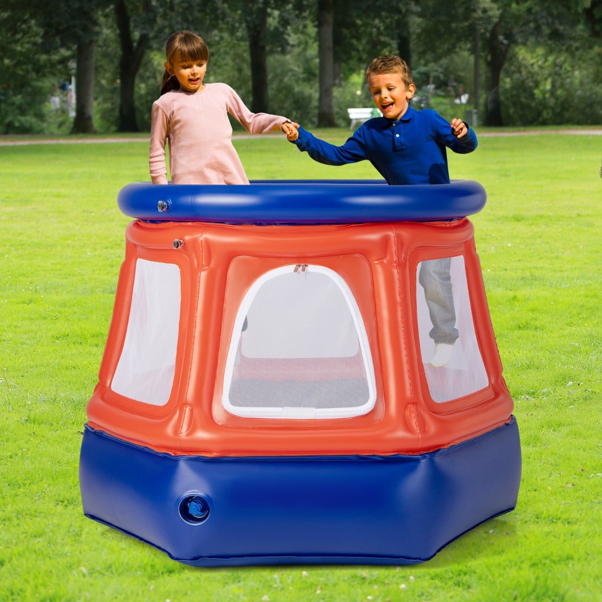 Backyard Inflatable Trampoline Kids Inflatable Trampoline with Safety Net - Ages 3-10 | Fun Play ...