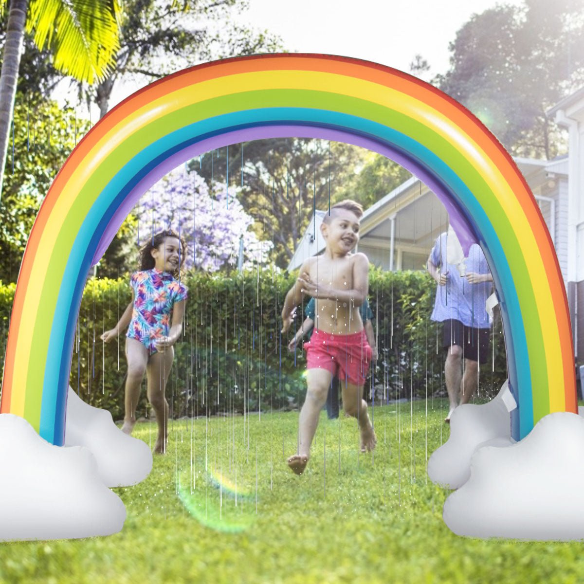 Joyful Water Play: Inflatable Rainbow Sprinkler for Backyard, Beach, and Lawn