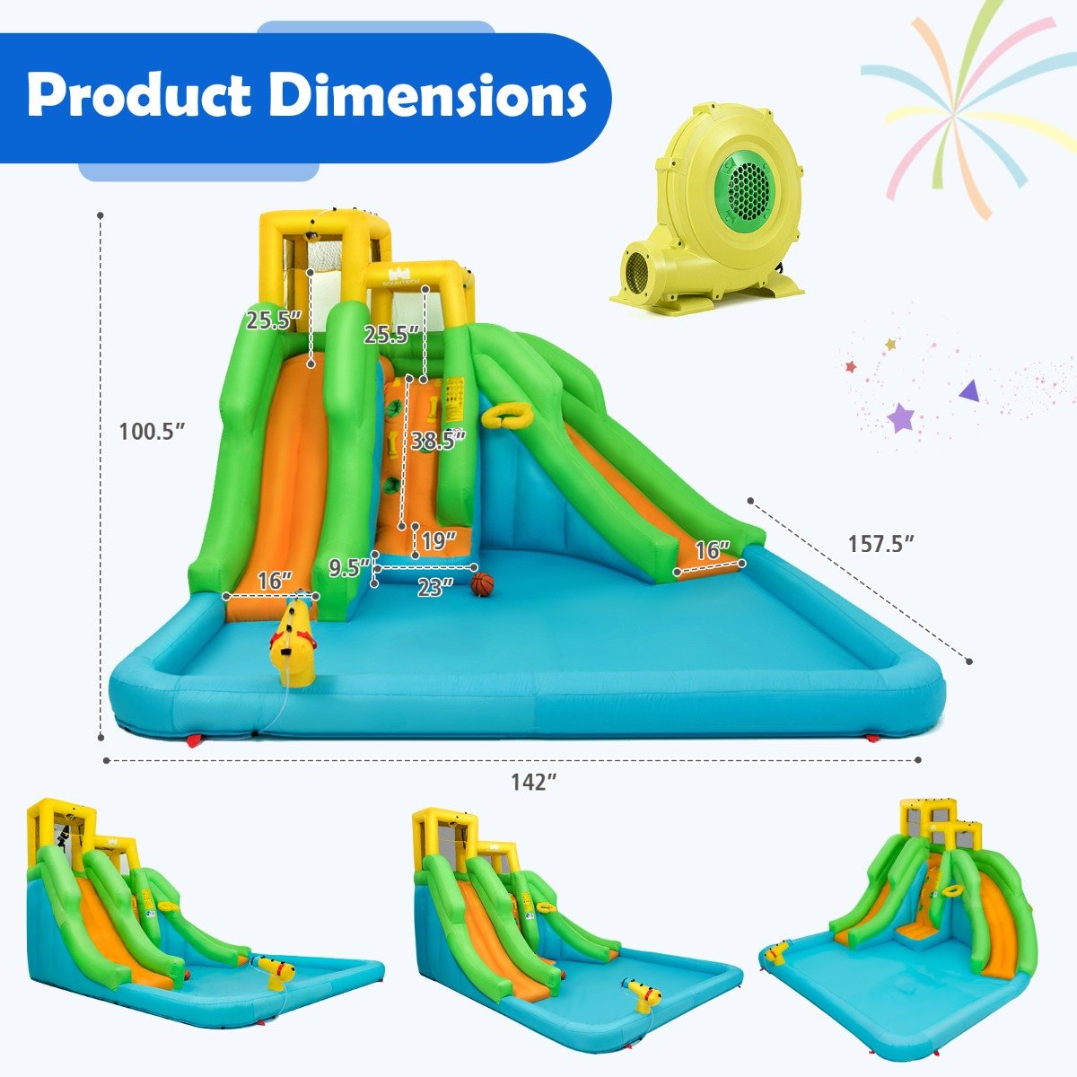 Outdoor Delight: Inflatable Water Park with Dual Slides