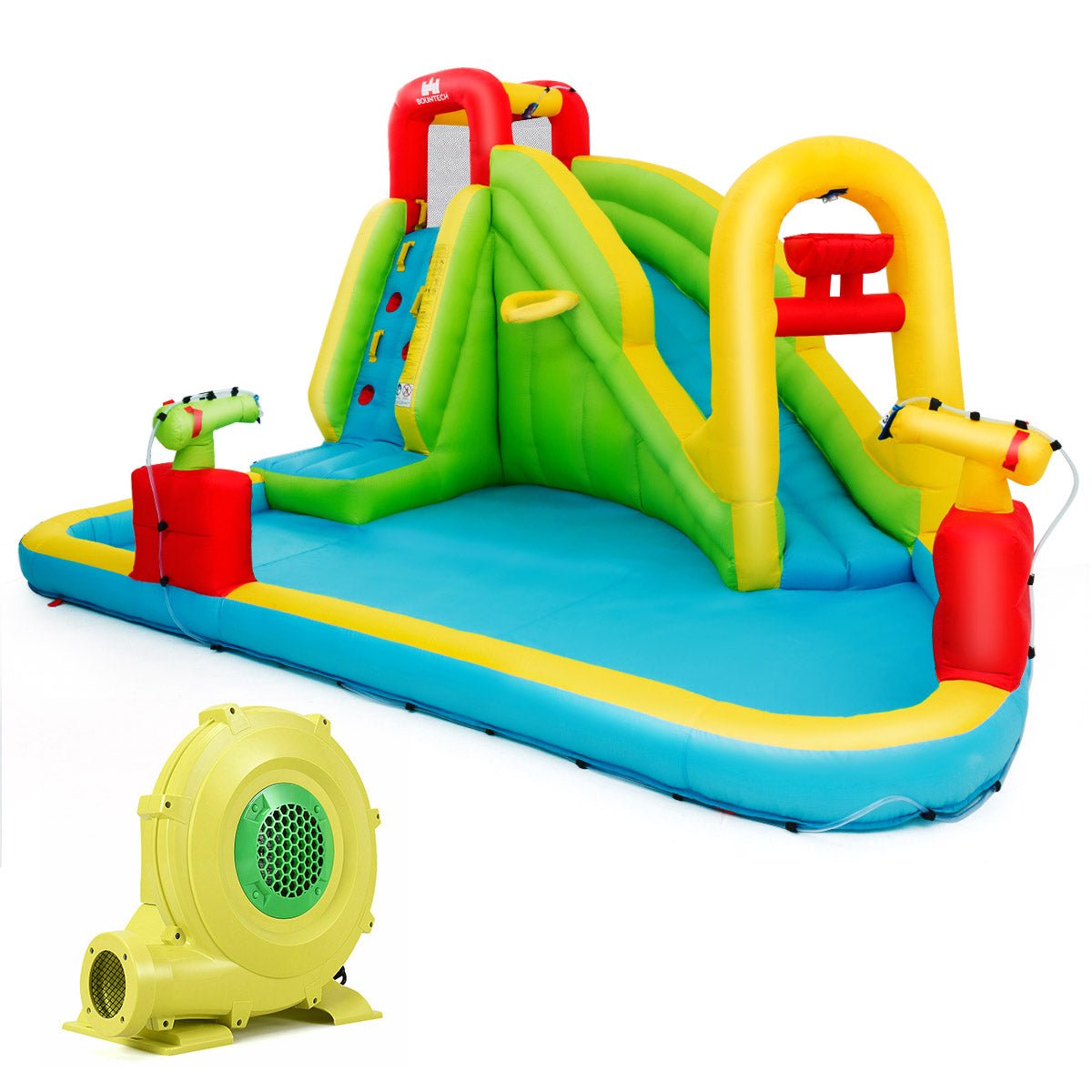 Aquatic Adventure: Inflatable Water Slide with Pool, Climbing Wall, Water Gun & Blower