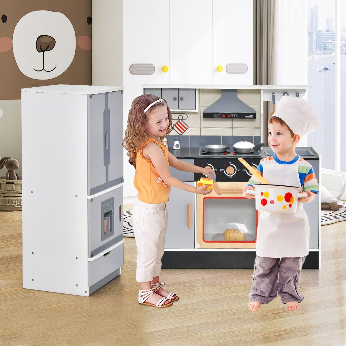 Play Kitchen Set With Refrigerator Open