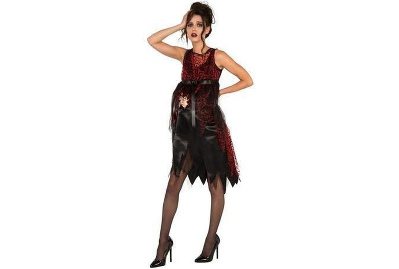 Adult Spooky Pregnant Halloween Costume featuring time traveler dress, perfect for Halloween parties.