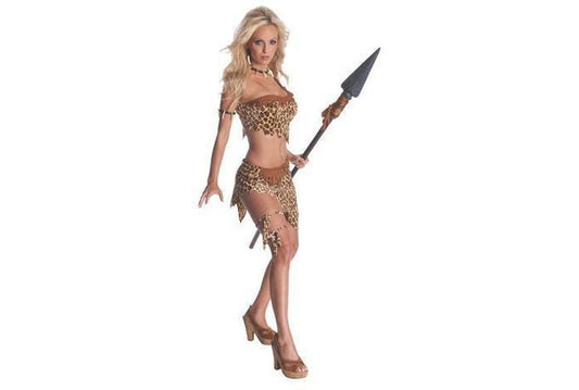 Leopard print Jane costume for adults, sparkly jungle outfit, ideal for at-home play.