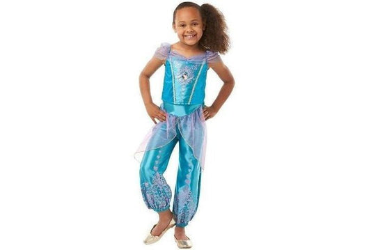 Disney Jasmine Princess Costume for Kids with Gem-Adorned Outfit, perfect for imaginative play.