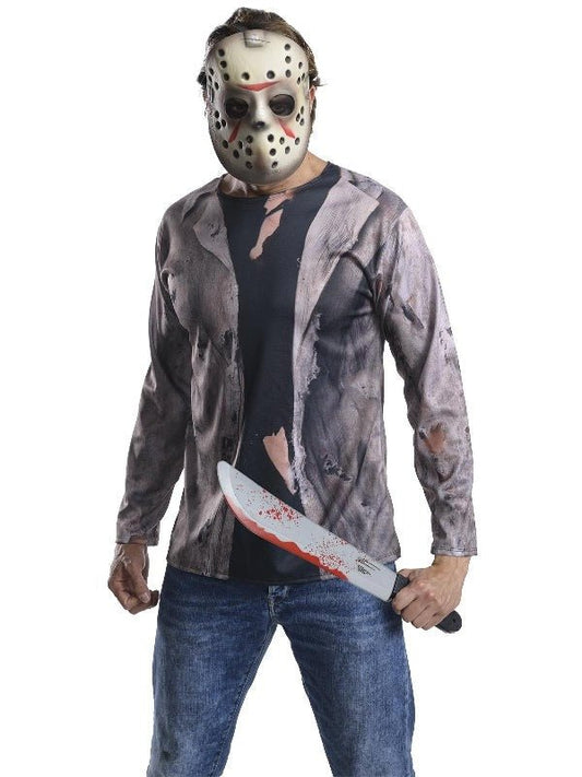 Jason deluxe adult costume designed for Halloween, featuring realistic mask and accessories.