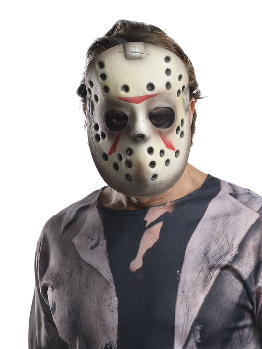 Jason Deluxe Costume Adult for Halloween, featuring iconic hockey mask and jumpsuit.