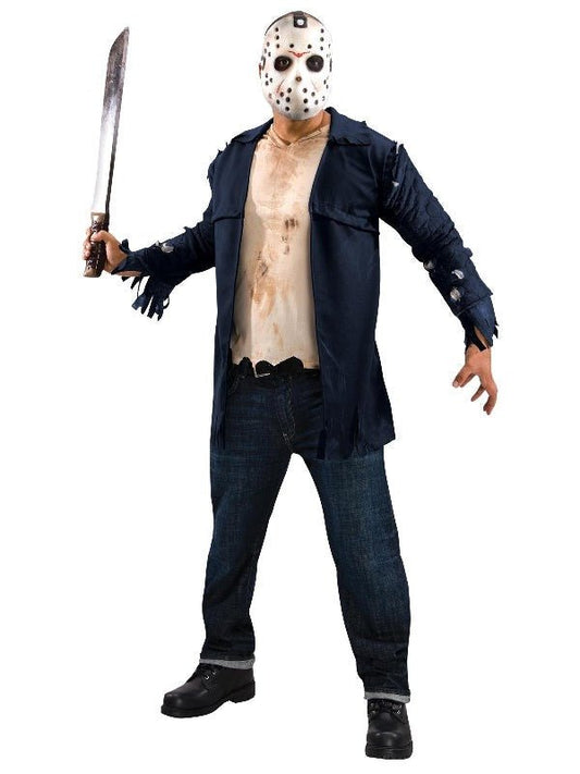 Friday the 13th Jason Deluxe Adult Costume with Mask for spooky Halloween fun.