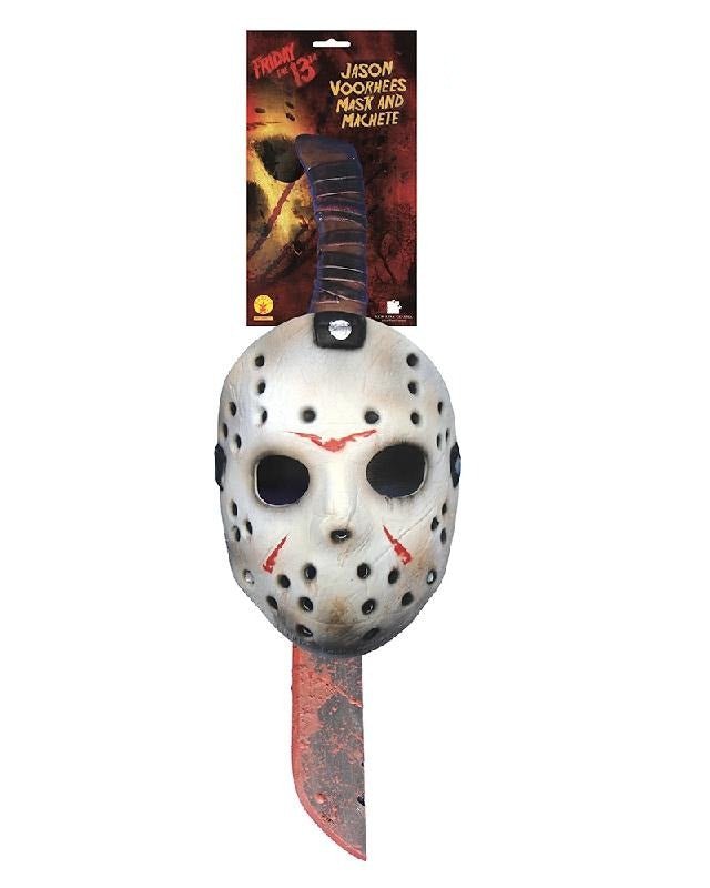 Jason Voorhees hockey mask and machete set for childrens home costume play. Authentic detail.