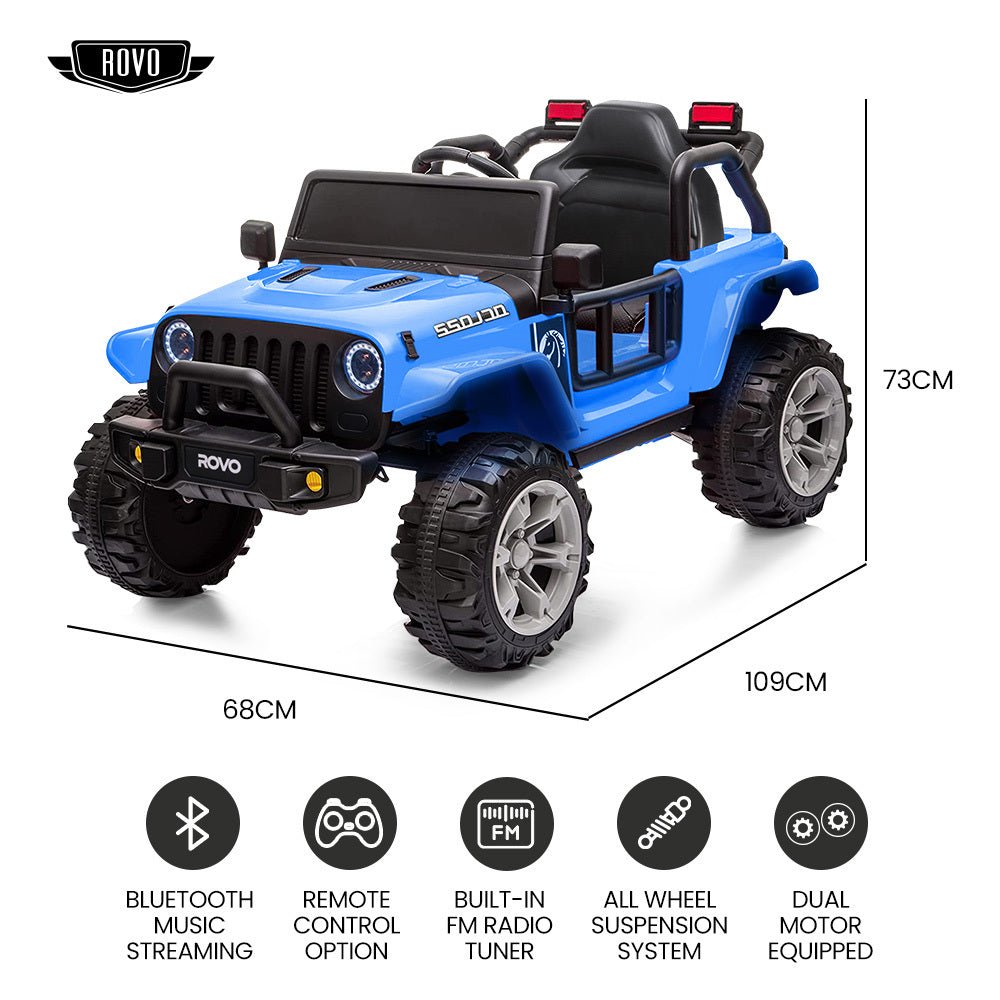 Jeep Inspired Electric Ride On Toy Car with Remote Blue