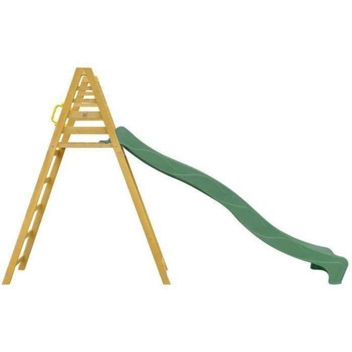 Green outdoor playground equipment for kids, featuring 3m jumbo climb and slide.