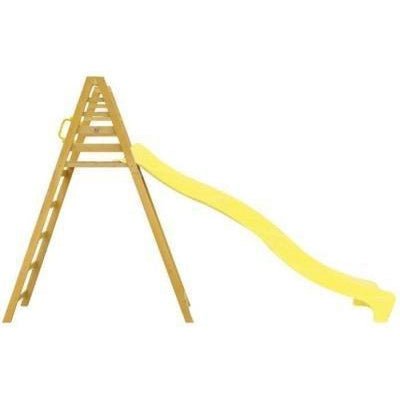 Yellow outdoor climb and slide playset for kids, 3m long, perfect for backyard fun.