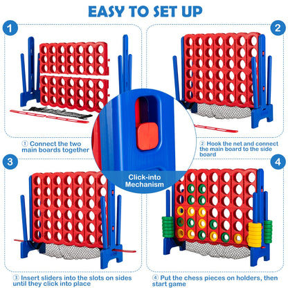 Portable Giant Connect 4 outdoor game set with carry bag for kids fun at home.