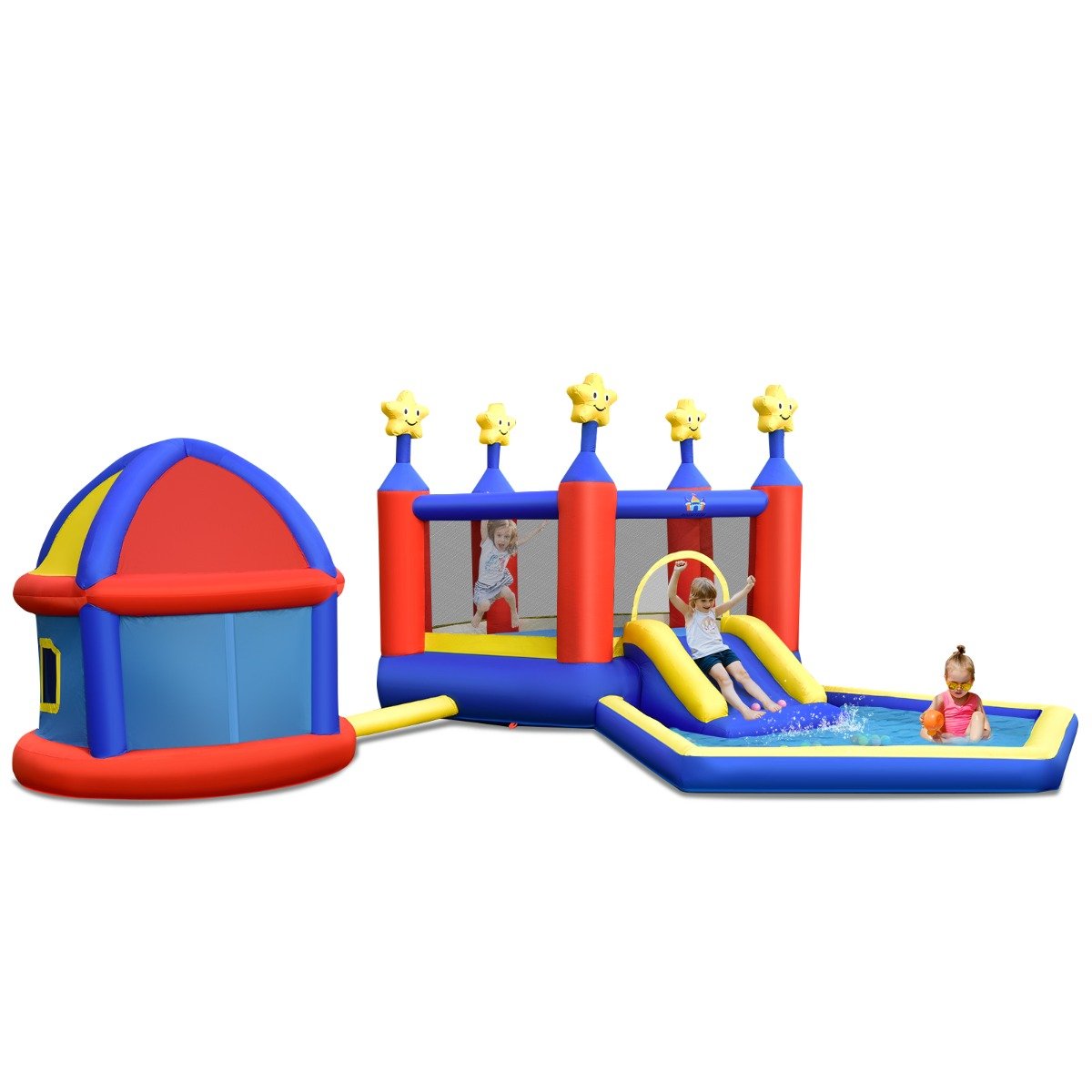 Kids Inflatable Bouncy House with Dual Basketball Hoops - Active Playtime