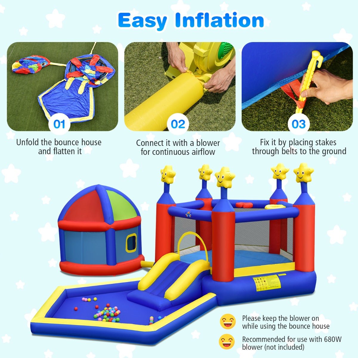 Children's Inflatable Bouncy House - Active Play with Two Basketball Hoops