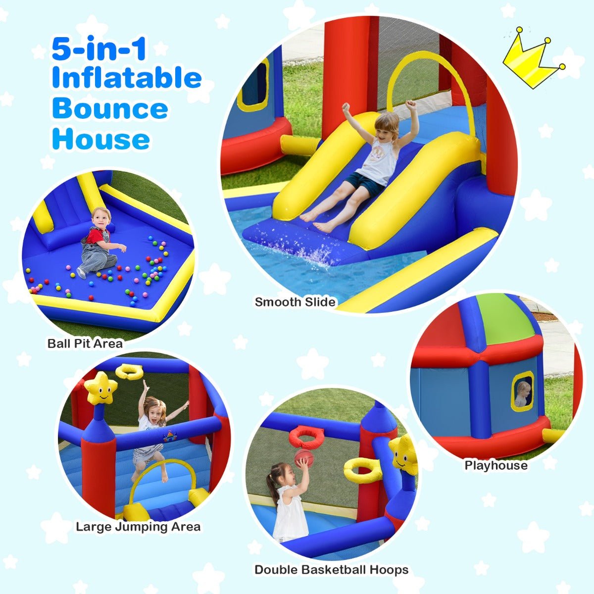 Kids Inflatable Bouncy House - Double the Basketball Action