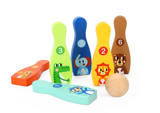 Colorful Jungle Bowling Game for kids, perfect for indoor family fun and active play.