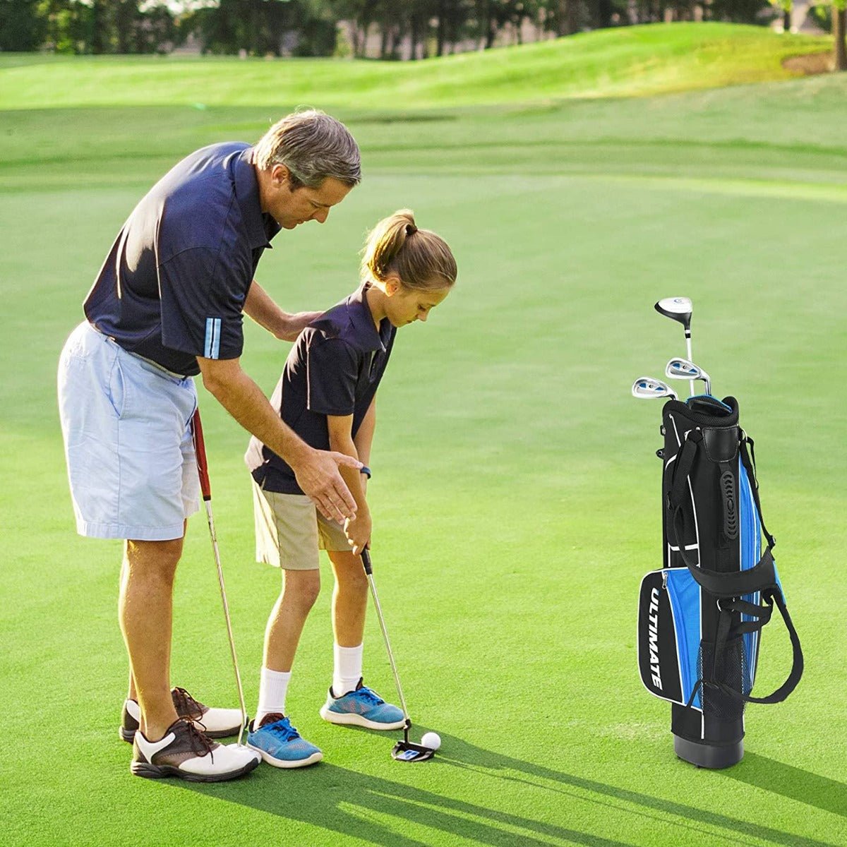 Junior Golf Club Set with 3# Fairway Wood, 7# & 9# Irons, Putter, Bag