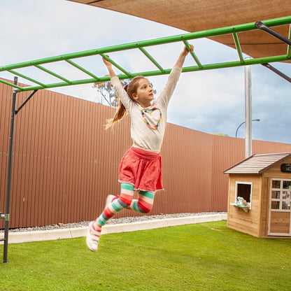 Colorful Junior Jungle Monkey Bars for outdoor play | perfect for a kids home playground.