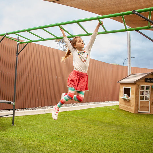 Junior Jungle Zambia Outdoor Playground Set with Monkey Bars for active kids at home.