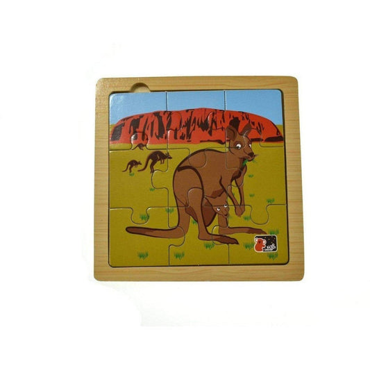 Colorful 9-piece kangaroo jigsaw puzzle for kids entertainment and learning at home.