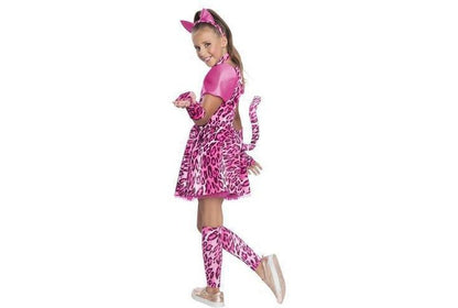 Kids Kat Heart Emoji Halloween Costume | Pink feline outfit for playful trick-or-treating at home.