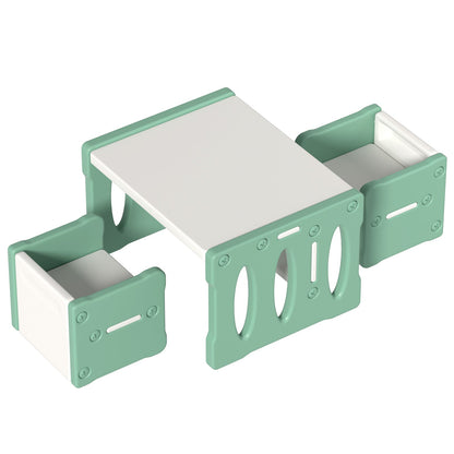 Keezi 3PCS Kids Table and Chairs Set Green - Perfect set for childrens play and study area.