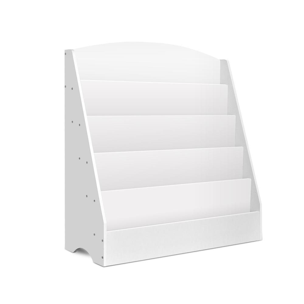 Keezi 5 Tier Kids Bookshelf White - Organize childrens books in charming, space-saving display.