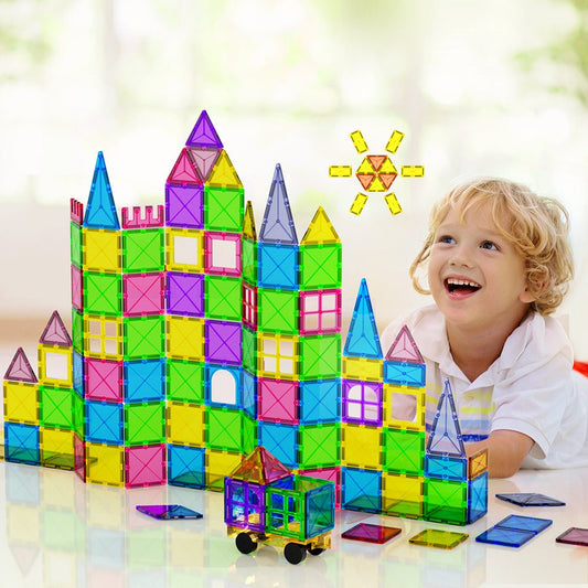 Keezi 60pcs Kids Magnetic Tiles - Educational Building Toys for Creative Play at Home