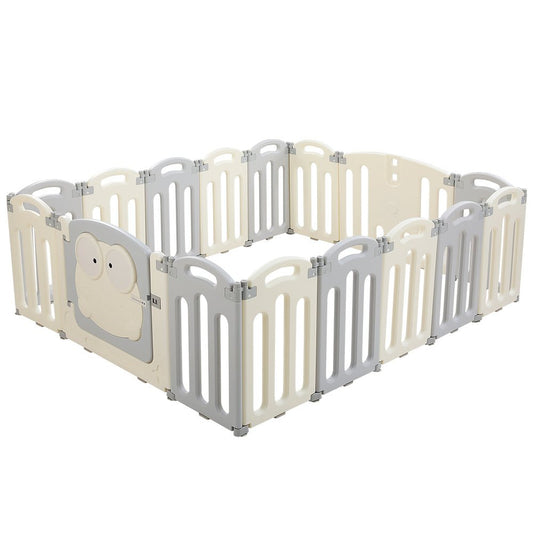 Keezi Baby Playpen | 16-panel foldable safety fence for home toddler play activities.