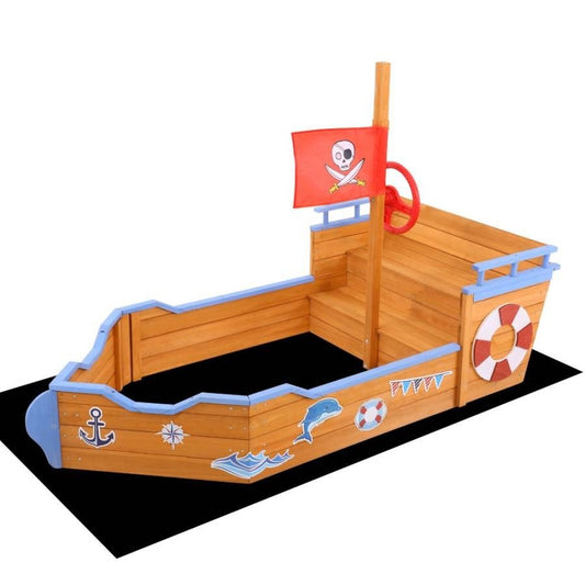 Keezi Boat Sand Pit | Colorful boat-shaped sandbox for creative outdoor play in backyard.