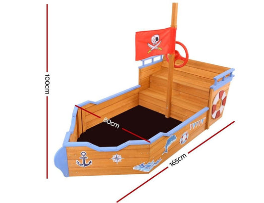 Keezi Boat Sand Pit | Colorful childrens boat-shaped sandbox for backyard play and imagination.