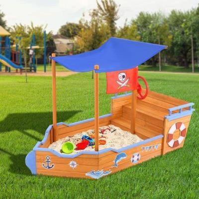 Keezi Boat Sand Pit with Canopy, Treated Timber | Fun, shaded play area for children.