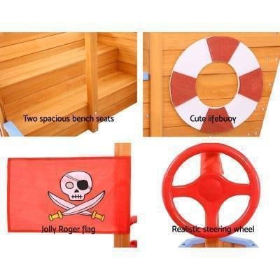 Outdoor Toys Keezi Boat Sand Pit With Canopy