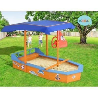 Outdoor Toys Keezi Boat shaped Canopy Sand Pit