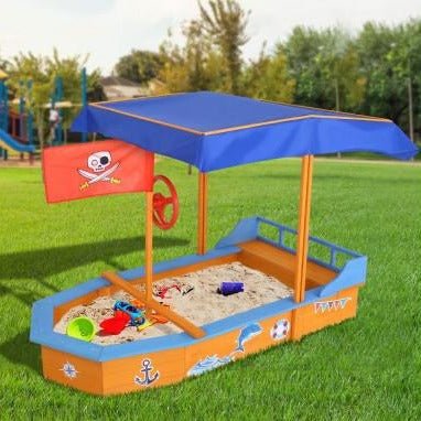 Outdoor Toys Keezi Boat shaped Canopy Sand Pit Australia