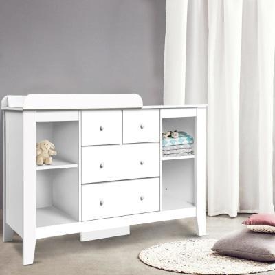 Keezi Change Table | White with Drawers, ideal for nursery storage and changing convenience.