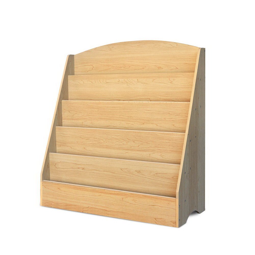 Keezi Kids 5 Tier Wooden Bookshelf - Colorful and spacious storage for childrens books and toys.